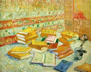 Van Gogh, Still Life with French Novels and a Rose, Autumn 1887. Oil on canvas, 73 x 93 cm. Private collection.